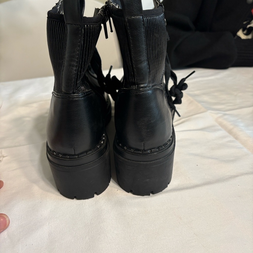 Indigo Black Women's Combat Boots - Picture 5 of 8